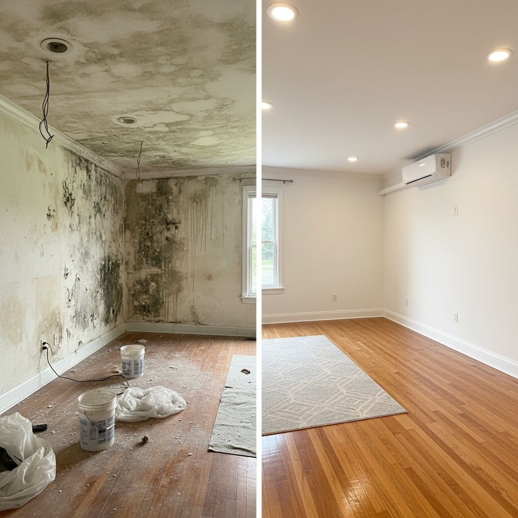 Mold Testing & Lab Reporting before and after in living room, Upper Saddle River NJ