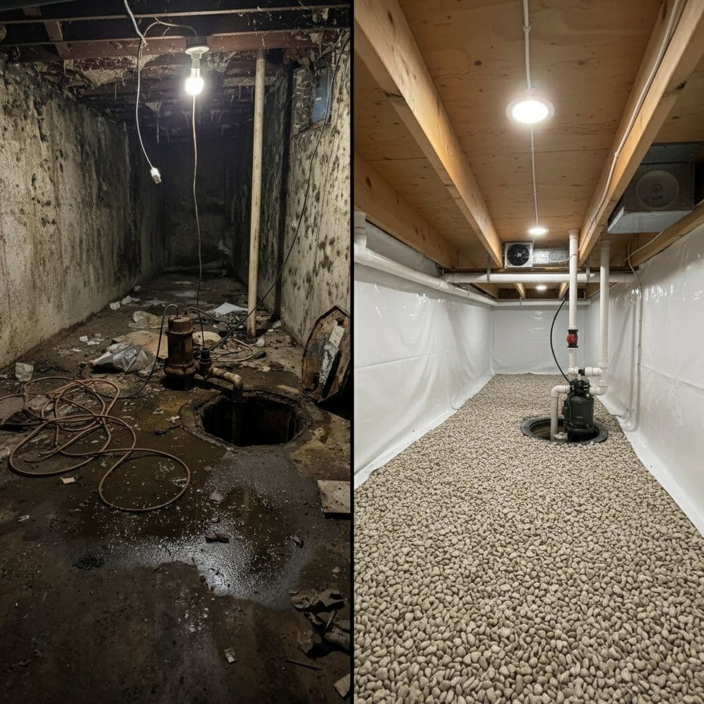 Mold Removal & Remediation restoration — crawl space of multi-family property in Upper Saddle River, NJ