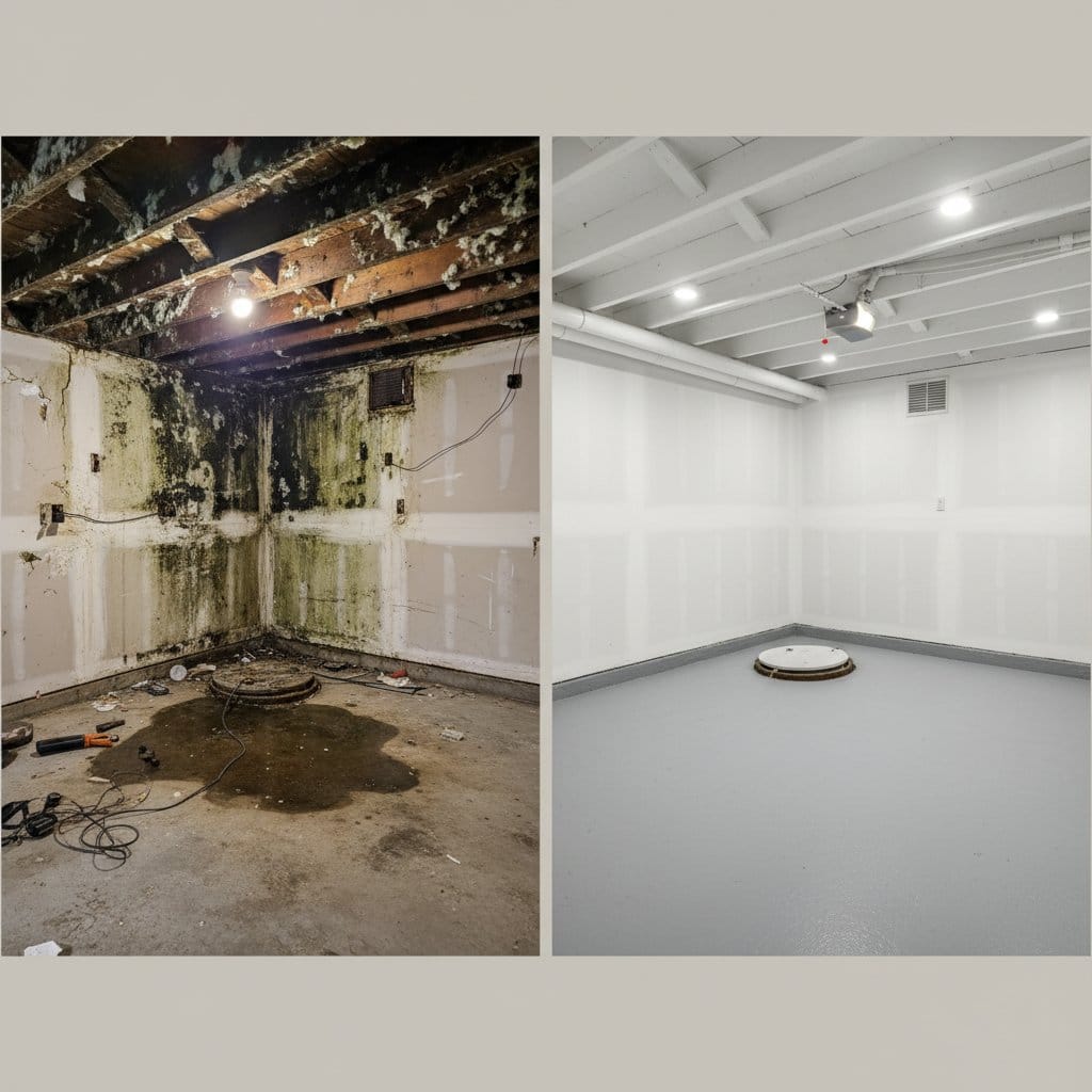 Post-Remediation Cleaning & Clearance before and after in garage, Upper Saddle River NJ