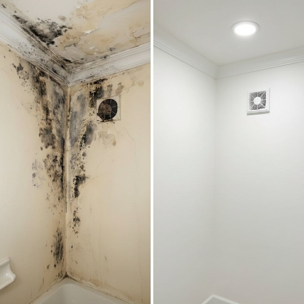 Upper Saddle River Mold Removal bathroom restoration before and after in Upper Saddle River