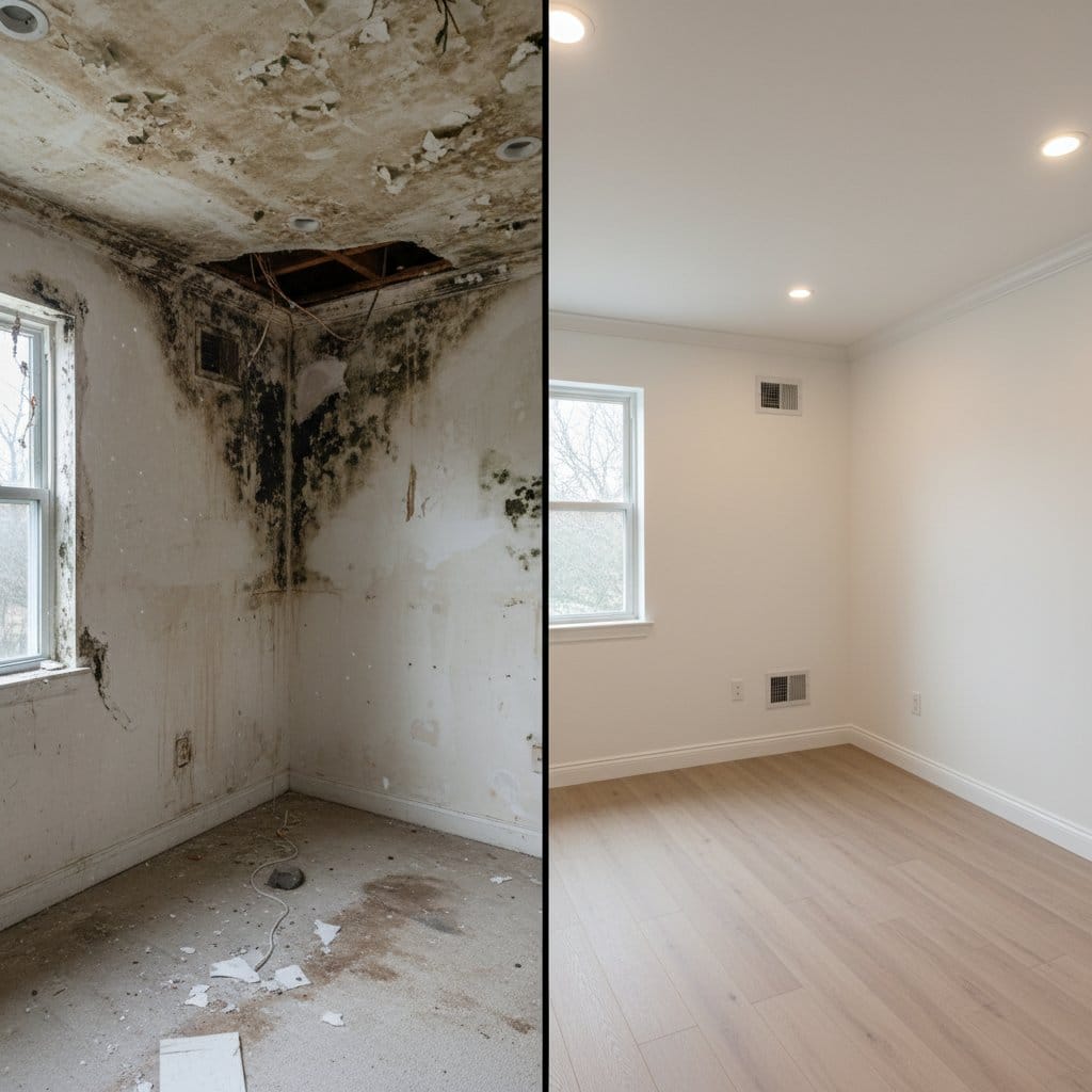 Upper Saddle River Mold Removal bedroom restoration before and after in Upper Saddle River